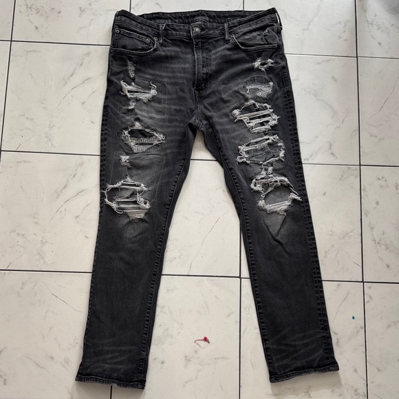 American Eagle Outfitters Ripped Black Slim Jeans - Picture 1 of 11